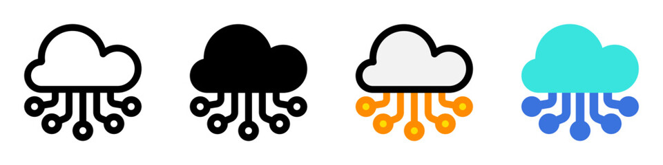 Editable cloud network, computing vector icon. AI technology, artificial intelligence, computer. Part of a big icon set family. Perfect for web and app interfaces, presentations, infographics, etc