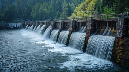 Serene Waterfall at a Hydro Power Plant Site