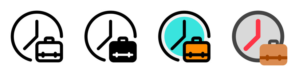 Fototapeta premium Editable work hour, freelancer, time, briefcase vector icon. Remote work, job, profession. Part of a big icon set family. Perfect for web and app interfaces, presentations, infographics, etc