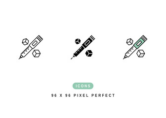 Insulin Pen Icon. Glucagon Injector Tool Pictogram Graphic Illustration. Isolated Simple Line Icon For Infographic, App and Web Button.
