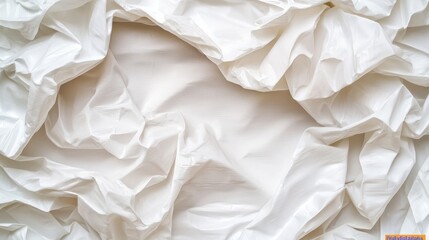 Obraz premium White Wrinkled Plastic Texture Background Abstract Crumpled Polyethylene Sheet
