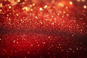 Christmas Background - Golden Glitter On Shiny Red 