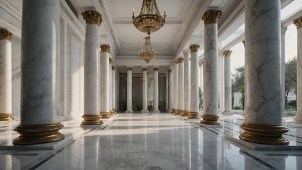 Fototapeta premium It features white marble columns and a classical design evoking a feeling of luxury and history. 