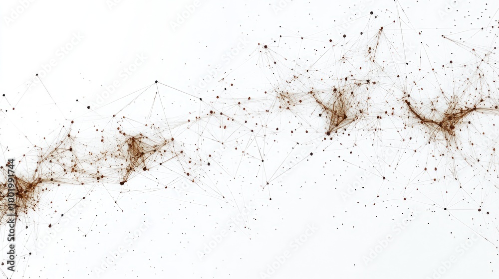 Wall mural abstract network of nodes and lines, illustrating the interconnected web of technological evolution.