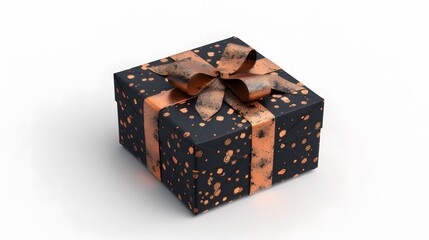 Golden gift box with red ribbon, perfect for Christmas or birthday celebration