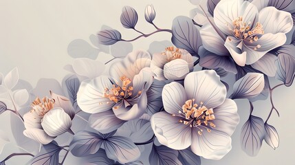 Watercolor floral background with delicate blooms