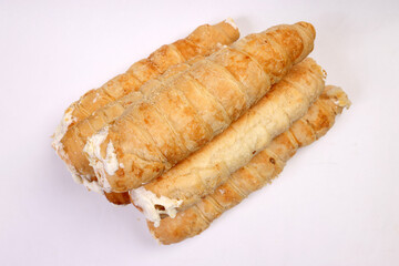 Bangladesh Indian cone shaped hard flaky puff pastry stuffed cream roll