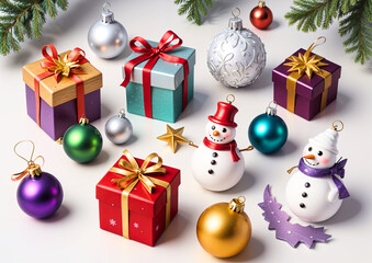 christmas boxes and decorations