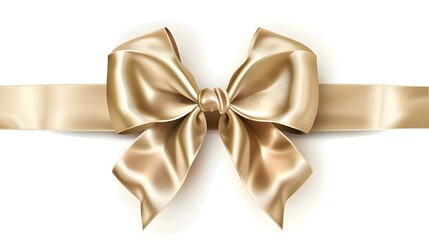 Fototapeta premium Golden satin ribbon bow, perfect for Christmas gift wrapping or festive party decorations