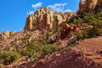 Red Rock Formations in Long Canyon on Burr Trail Road in Grand Staircase-Escalante National Monument in Utah.