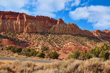 Red Rock Formations Along Burr Trail Road in Long Canyon in Grand Staircase-Escalante National Monument in Utah.