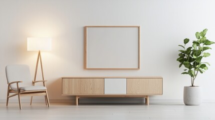 Modern minimalist living room with natural elements