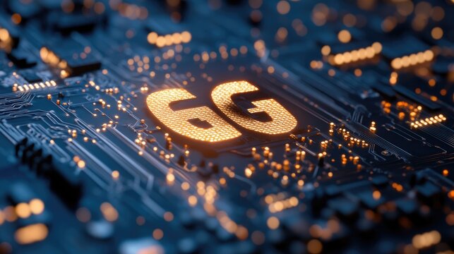 Circuit board pattern creating a modern 6G logo