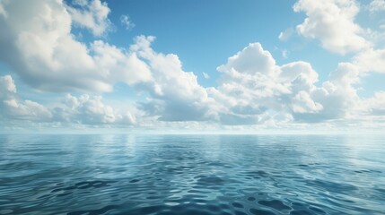 Obraz premium Serene Ocean and Sky with Soft Clouds