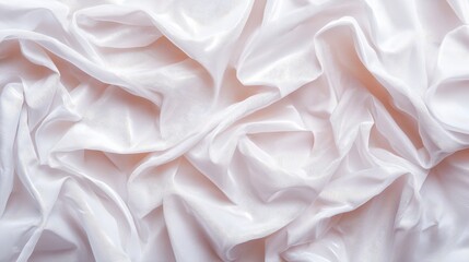 Obraz premium White Wrinkled Fabric Texture Soft Smooth Draped Background