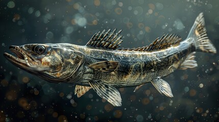 Fototapeta premium Close-Up of a Fish Swimming Underwater