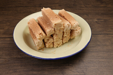 Traditional Indian Milk Cake Alwar Ka Mawa dry flaky biscuit like sweet treat