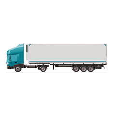 3D Isometric Cargo Truck with White Semi-Trailer Van Vector Illustration Modern Cyan Cabine Intercity Delivery Vehicle 4x2 Design Logistics Transport Presentation Social Media Video Promo Left
