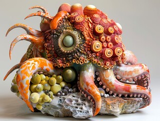 Obraz premium Ceramic Octopus Sculpture: A Whimsical Sea Creature