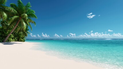 Tropical Beach Paradise  Palm Trees  White Sand  Turquoise Water  Vacation  Travel  Relaxi