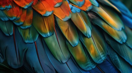Vibrant Colorful Feathers of a Tropical Bird