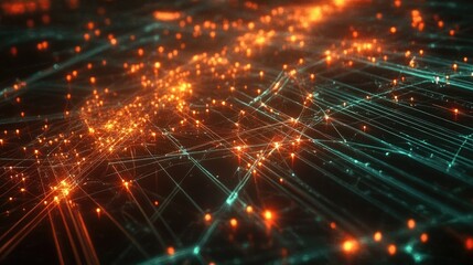 Obraz premium Digital nodes and connections forming a futuristic network, showcasing the growth of technological integration.