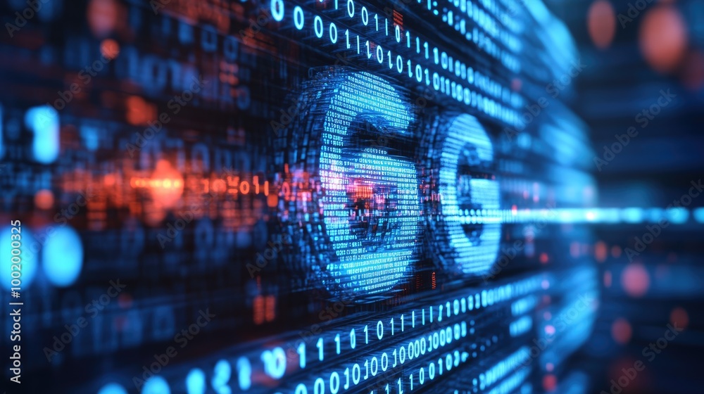 Poster digital transformation concept with 6g logo integrated into binary code
