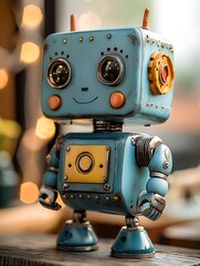 Charming Vintage Toy Robot with Metallic Body