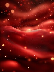 Red Satin Christmas Lights Background. An abstract background using a combination of red satin material and Christmas lights creating bokeh 