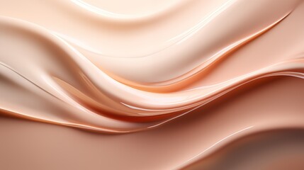 A close-up of cream flowing, creating an abstract shape on the right side, against a soft brown background. The texture is smooth and glossy with a visible sheen, emphasizing its creamy nature. 