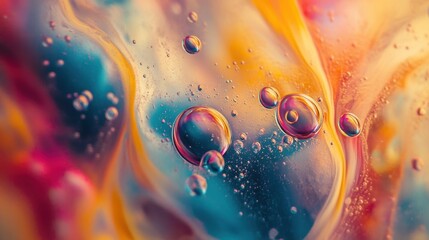 Bold colors swirl within abstract soap bubbles, offering a vibrant and dynamic background full of energy.