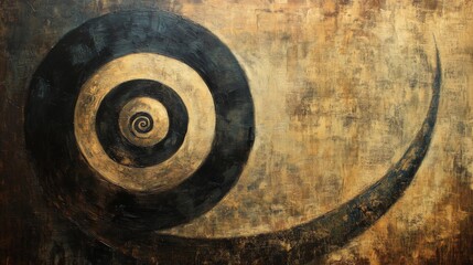 Golden Spiral Abstract Painting 