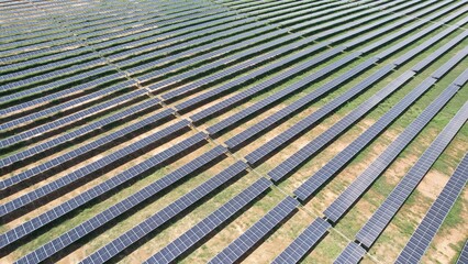 Solar farm drone shot
