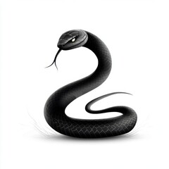 Obraz premium A sleek black snake slithering gracefully, symbolizing mystery and elegance in a minimalist style.