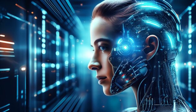 Roboter Arm Hologramm Zukunft Visualisierung