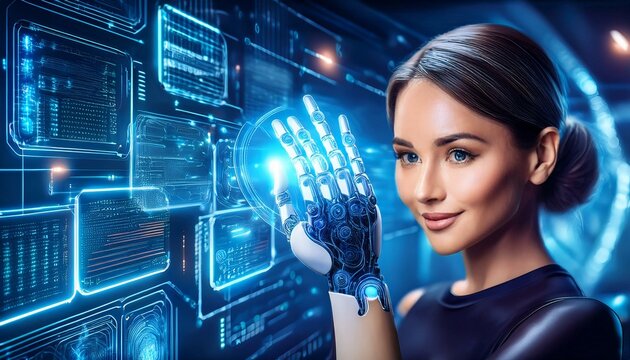 Roboter Arm Hologramm Zukunft Visualisierung