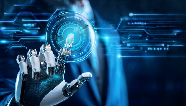 Roboter Arm Hologramm Zukunft Visualisierung