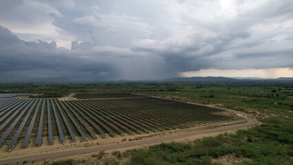 Storm approaching a solar farm  © PrimoRD