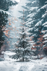  Winter wonderland: snowy forest with lush spruce trees covered in fluffy snow