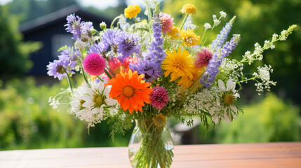 色彩鲜艳的夏季花束
