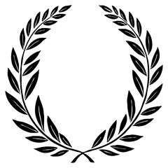Obraz premium Laurel wreath . Black and white botanical pattern. For use in graphics, materials. Abstract plant shapes. Minimalist illustration for printing on wall decorations.