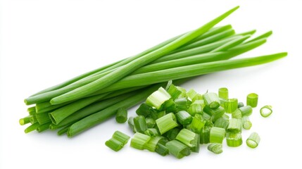 Green Onion Isolated on White Background Generative AI