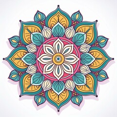 Mandala art design also called rangoli, decorative elements on white background