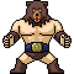 Obraz premium pixel art of bear mask wrestler