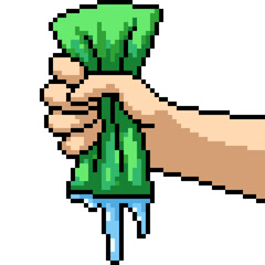 Fototapeta premium pixel art of sponge water squeeze