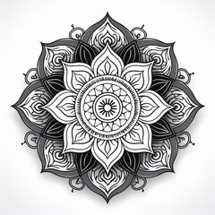 Mandala art design also called rangoli, decorative elements on white background