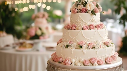 wedding cake decorated with flowers