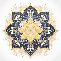 Mandala art design also called rangoli, decorative elements on white background