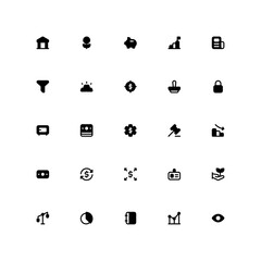Set of Finance Glyph Style 2D Icons. Editable Stroke and Pixel Perfections
