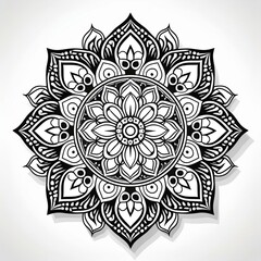 Mandala art design also called rangoli, decorative elements on white background